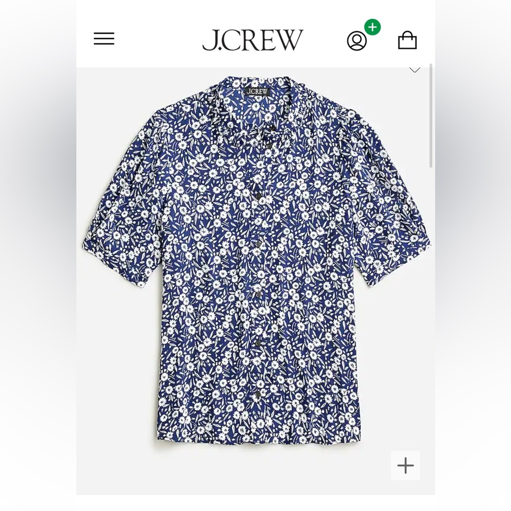 J.Crew Puff-sleeve button-up top in garden stamp floral